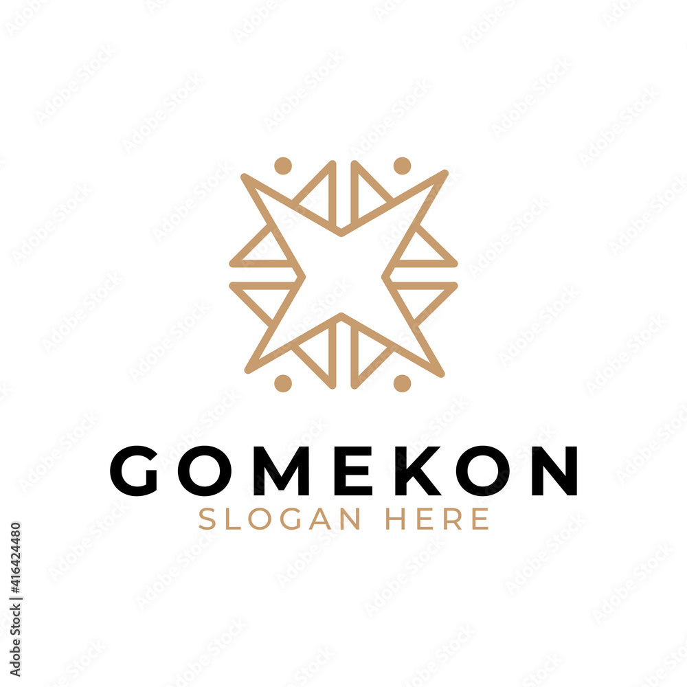 Fototapeta premium Universal cross ornament logotype. Abstract line creative logo icon design