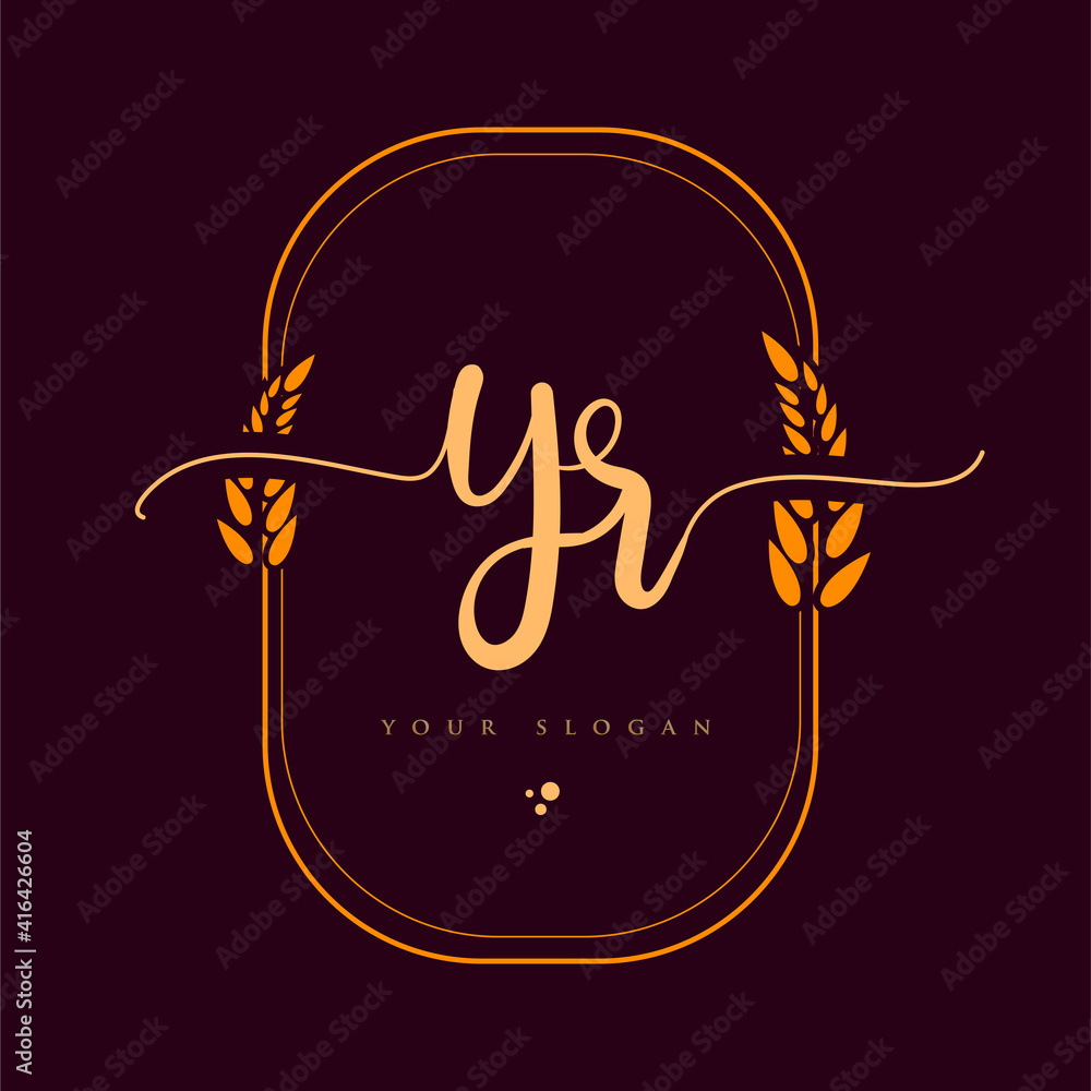 YR Initial handwriting logo. Hand lettering Initials logo branding with ...