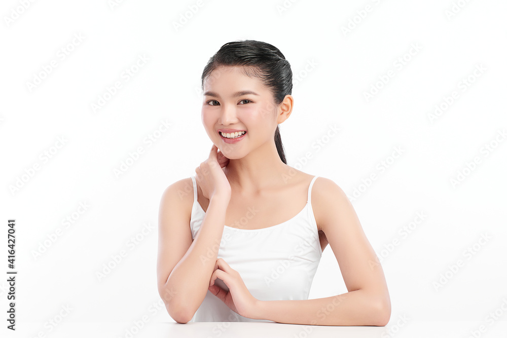 Beautiful young asian woman with clean fresh skin on white background, Face care, Facial treatment, Cosmetology, beauty and spa, Asian women portrait Beautiful young asian woman with clean fresh skin on white background, Face care, Facial treatment, Cosmetology, beauty and spa, Asian women portrait