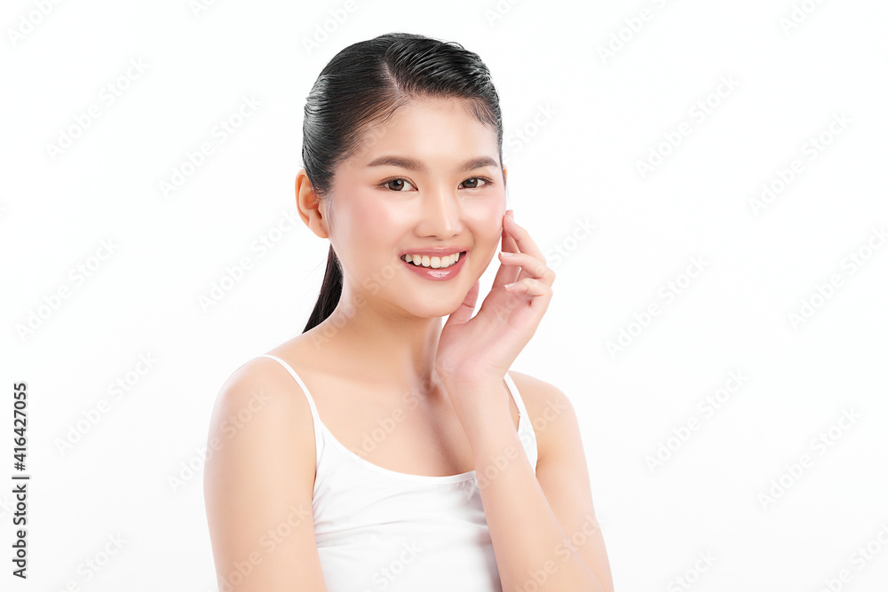 Beautiful young asian woman with clean fresh skin on white background, Face care, Facial treatment, Cosmetology, beauty and spa, Asian women portrait Beautiful young asian woman with clean fresh skin on white background, Face care, Facial treatment, Cosmetology, beauty and spa, Asian women portrait