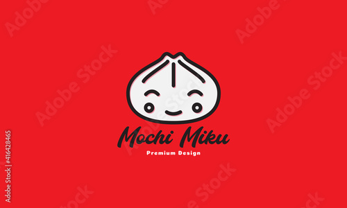 dumplings food cartoon happy logo design vector icon symbol illustration