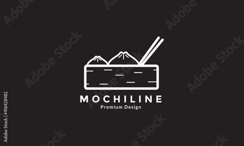dumplings food traditional lines with chopsticks logo design vector icon symbol illustration