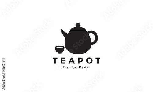 drink teapot traditional black logo design vector icon symbol illustration