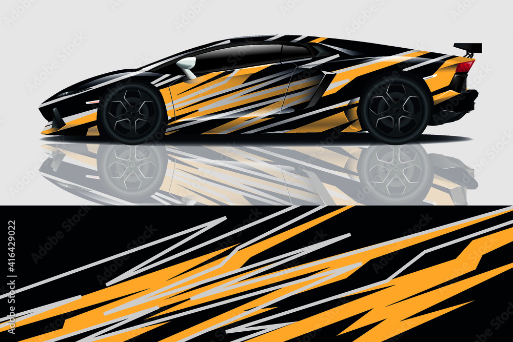 Fototapeta premium Car wrap graphic racing abstract background for wrap and vinyl sticker