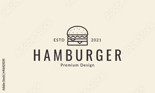 lines hipster fast food hamburger logo design vector icon symbol illustration