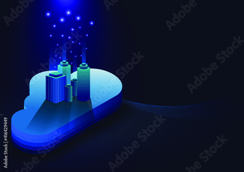 Cloud computing and Internet of Things concept, adopting cloud in smart city.