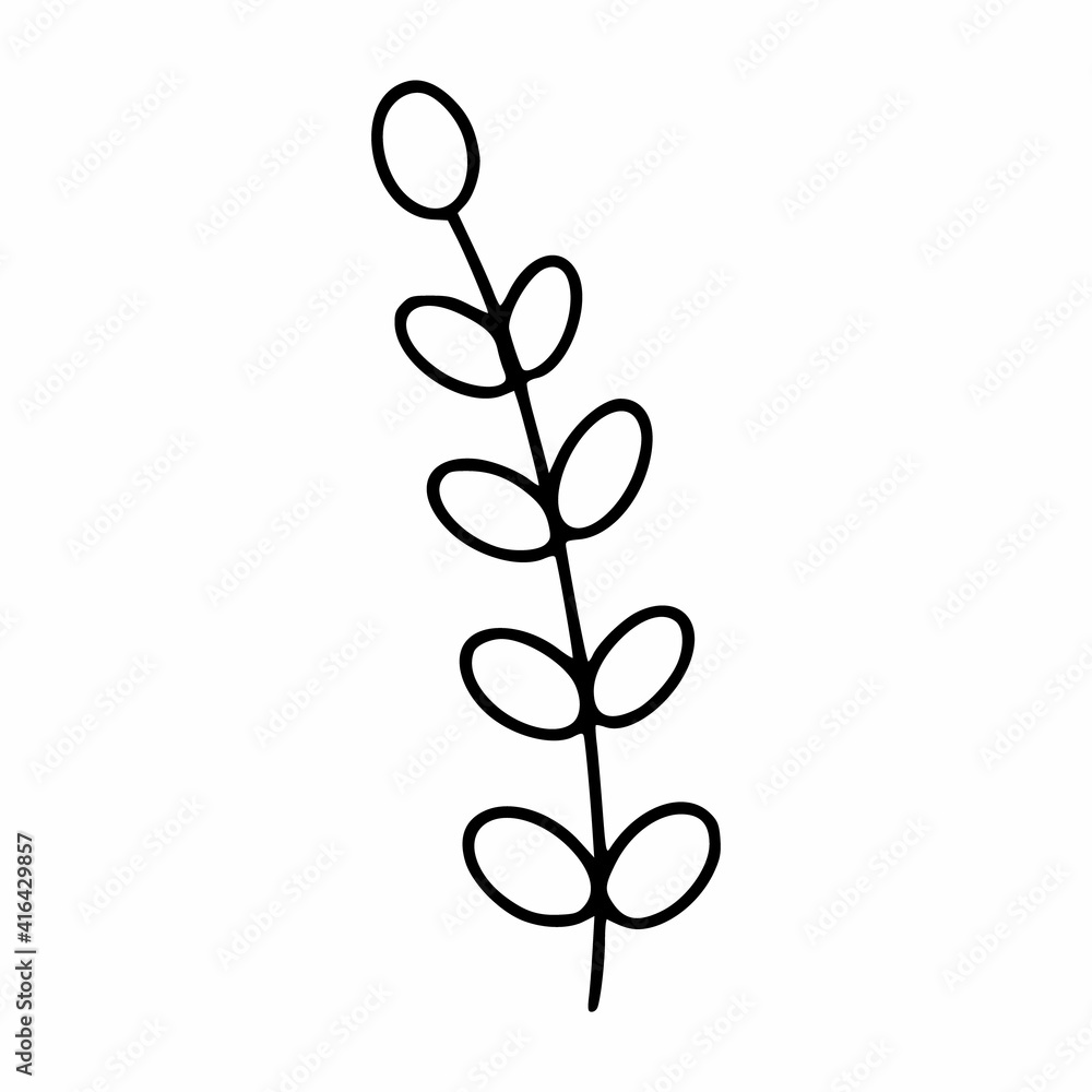 A twig with a willow. Spring illustration in the style of doodle. Willow for the Easter holiday. A twig with a willow. Spring illustration in the style of doodle. Willow for the Easter holiday.