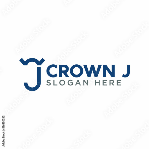 Fototapeta Naklejka Na Ścianę i Meble -  crown and letter J logo, icon and illustration
