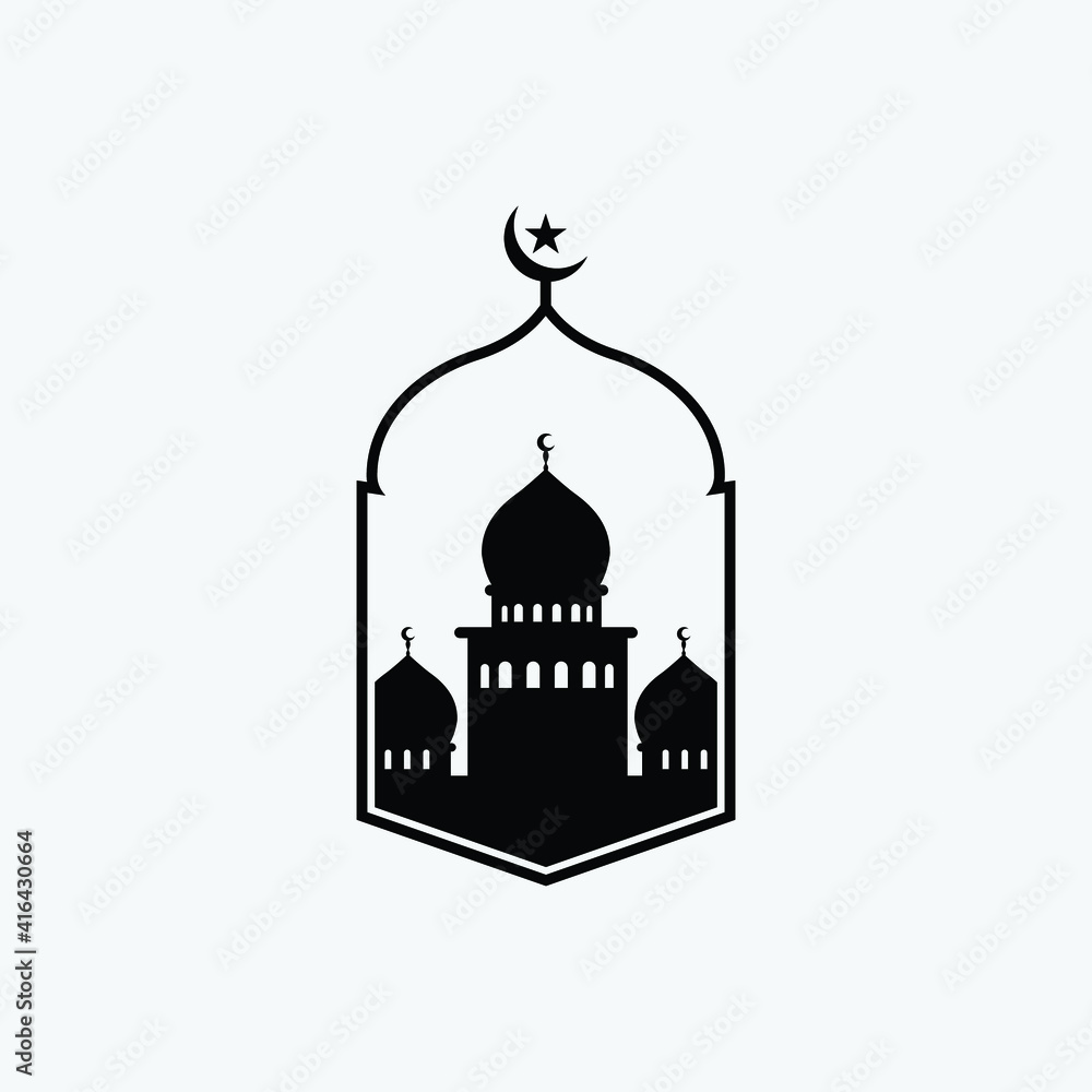Mosque vector illustration.Ramadhan vector with beautiful mosque shilouette