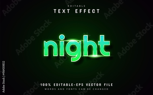Night text, green neon style text effect