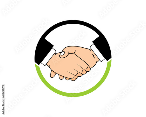 Hand shake deals with circle shape logo