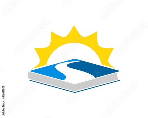 Road in the book with shinning sun