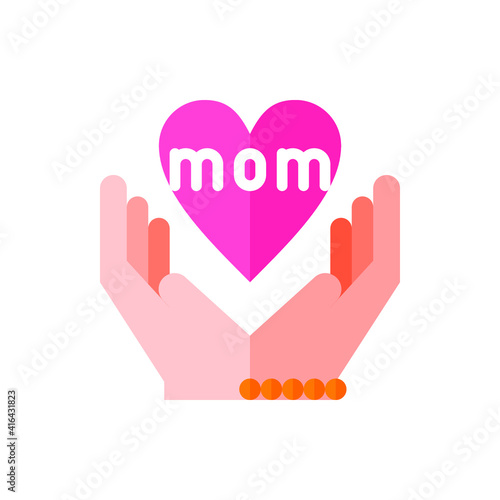 Mother's Day Love, Giving Love, Hand Flat Icon Logo Illustration Vector Isolated. Happy Mother's Day Icon-Set. Suitable for Web Design, Logo, App, and Upscale Your Business.