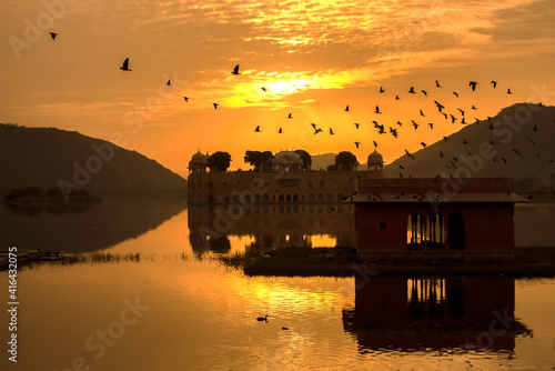 Jal Mahal Palace at sunrise, India, Jaipur, Rajastan