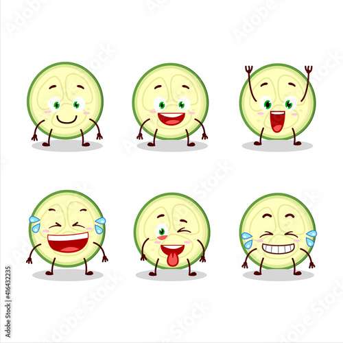 Cartoon character of slice of zucchini with smile expression