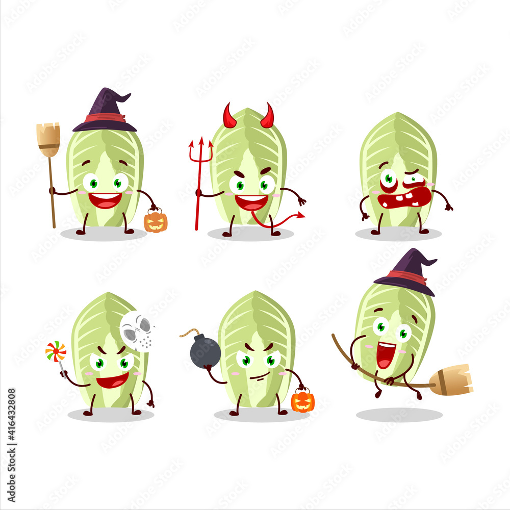Halloween expression emoticons with cartoon character of chinese cabbage Halloween expression emoticons with cartoon character of chinese cabbage
