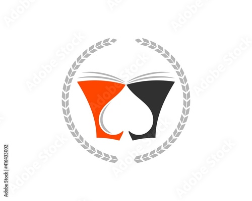 Circular wheat with abstract book and spade