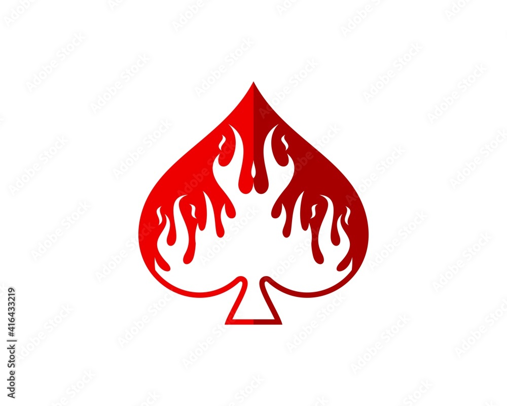 Obraz premium Red spade with fire flames inside