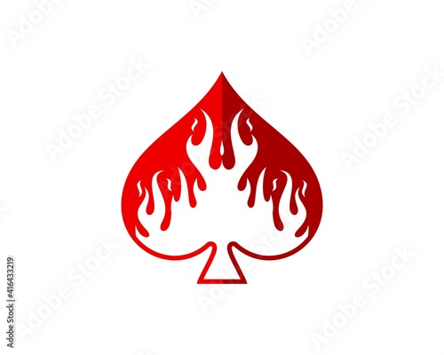 Red spade with fire flames inside