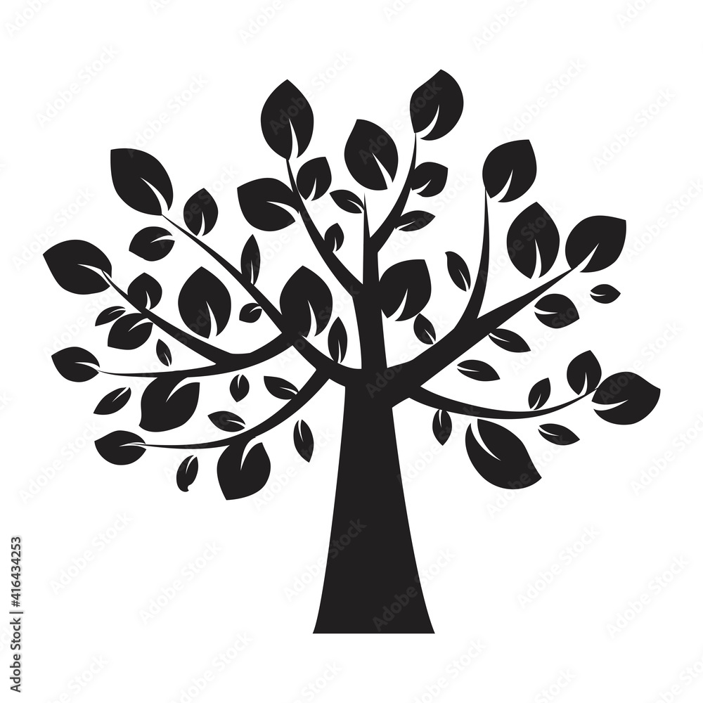 Obraz premium Black tree. Tree vector icon. Nature illustration. Vector pattern. Stock image. EPS 10.