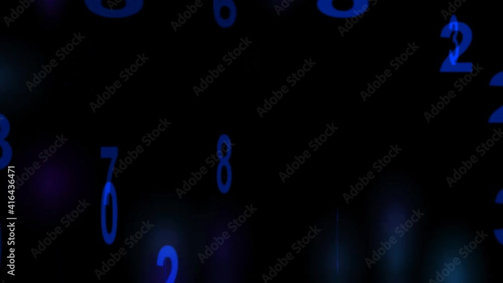 4k Blue number rain on black background. Digital Data Stream Matrix Effect. Zoom in, zoom out. 4k Blue number rain on black background. Digital Data Stream Matrix Effect. Zoom in, zoom out.