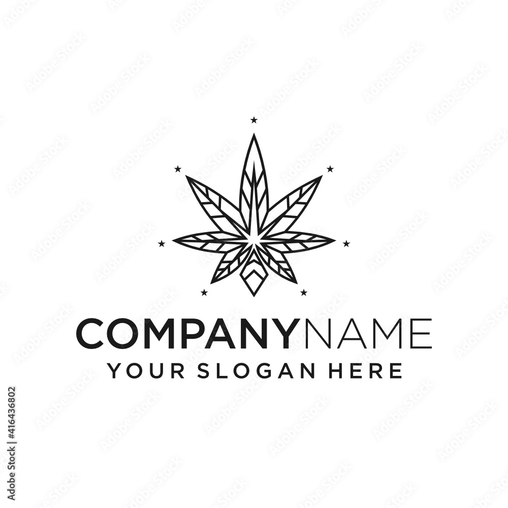 Cannabis Leaf Line Art Logo design Cannabis Leaf Line Art Logo design