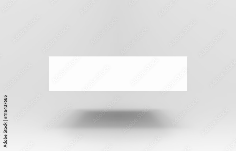 3d rendering. Floating an Empty rectangle box with shadow on background. Stock Photo Adobe Stock