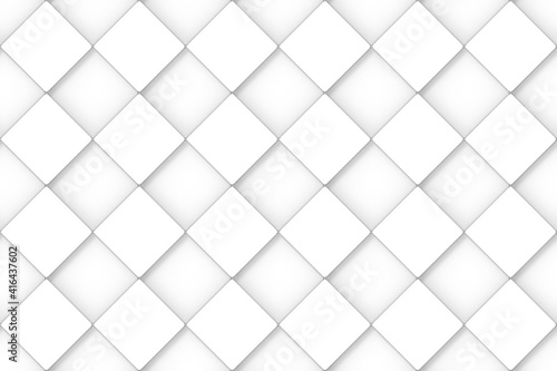 3d rendering. Seamless minimal White square grid pattern art design wall background.
