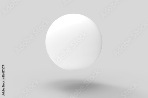 3d rendering. Floating white sphere with shadow on the floor background.