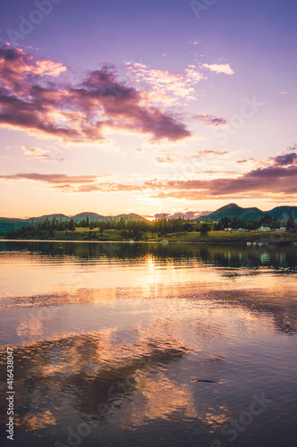 sunset over the lake