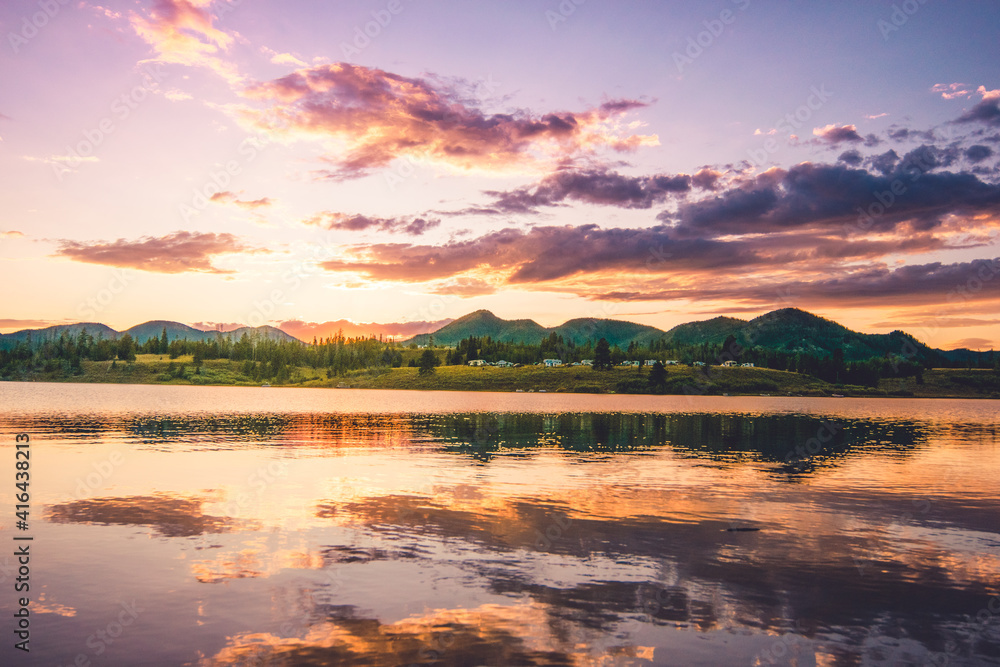 sunset over the lake