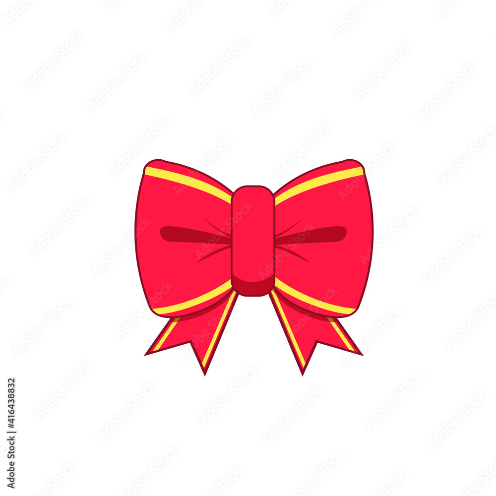 Vector illustration of red ribbon with yellow strip. Isolated on a white background Vector illustration of red ribbon with yellow strip. Isolated on a white background