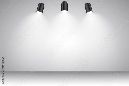 Stage podium with lighting, Stage Podium Scene with for Award Ceremony on Gray Background, Vector illustration