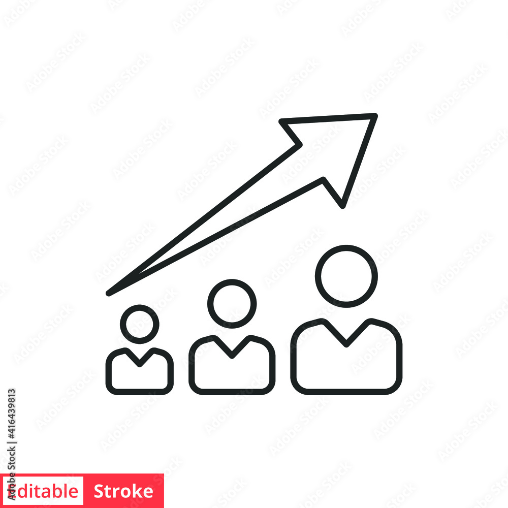 Personal development line icon. Simple outline style for web and app. Strategy management, capital, human, leadership concept. Vector illustration isolated on white background. Editable stroke EPS 10.