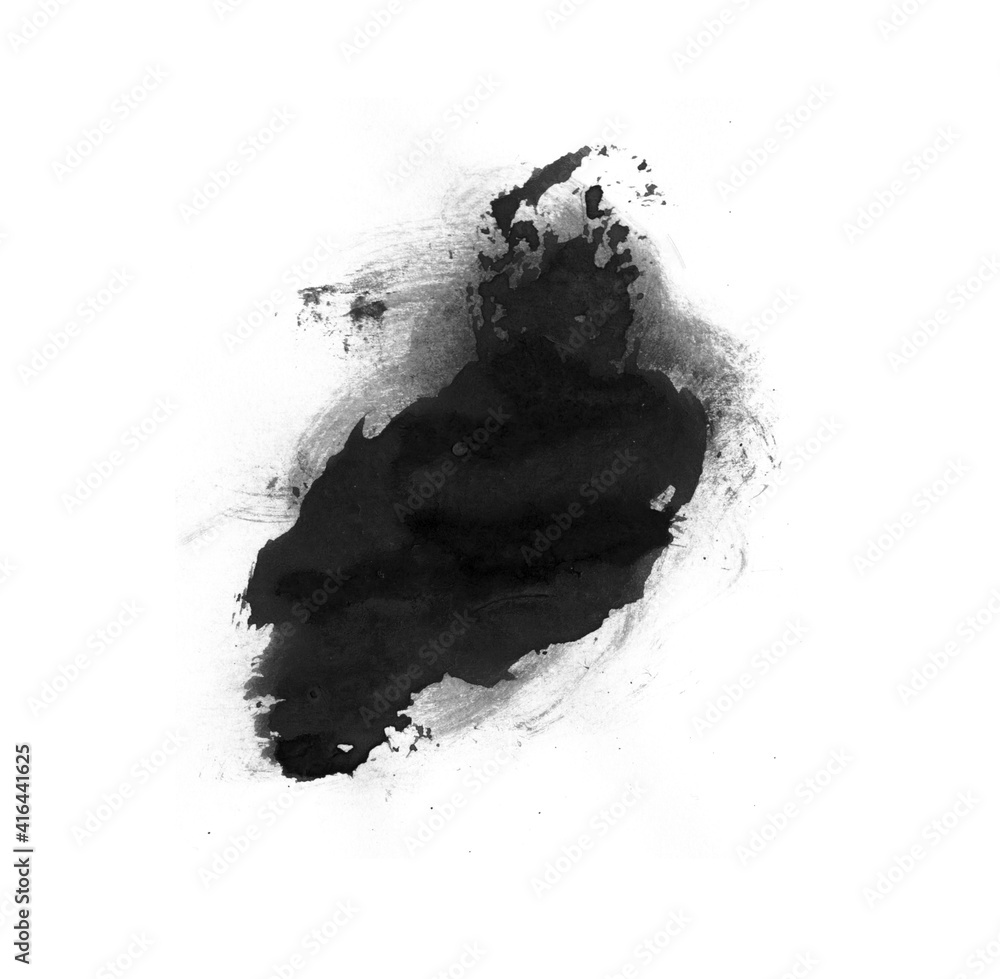 Fototapeta premium Beautiful black ink smear brush for painting