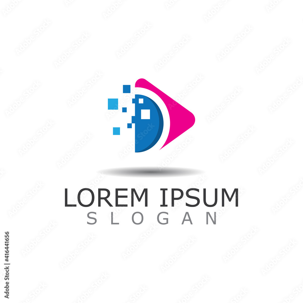 Fototapeta premium Polygonal Media Play Logo Illustration. Play button vector
