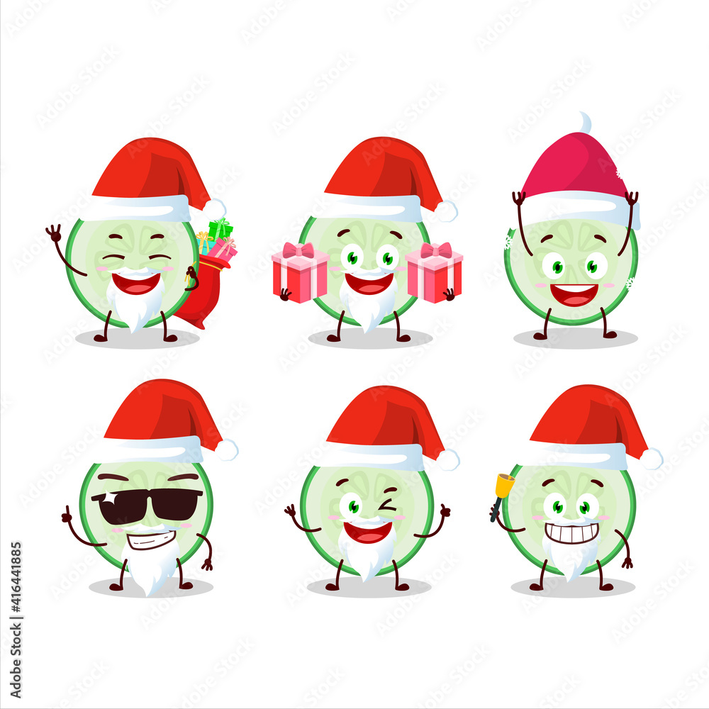 Santa Claus emoticons with slice of cucumber cartoon character