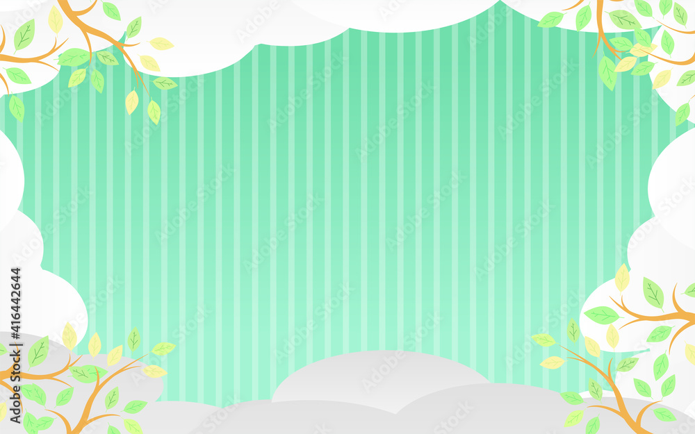 エメラルドグリーンの縞模様と雲の背景