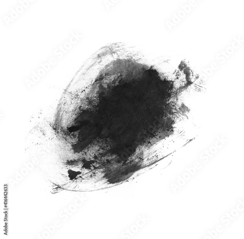 Abstract black watercolor stain brush background