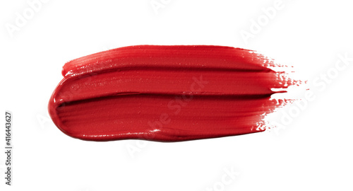 Red lipstick texture on white background
