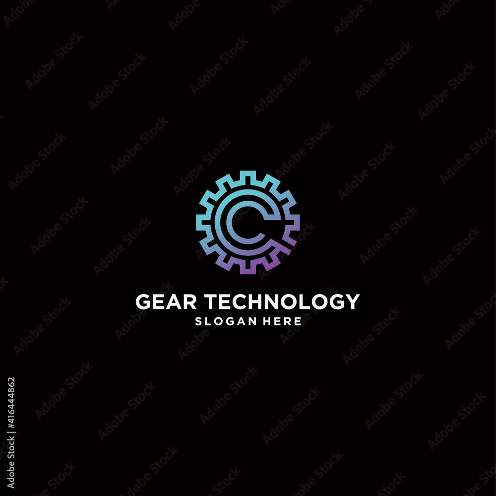 set of gear technology vector logo templates. This logo is suitable for factories, industries, mechanics and workshops