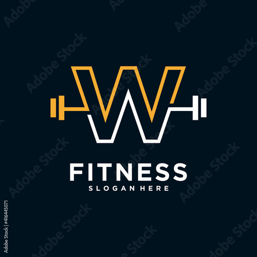 fitness logo alphabet letter with Kettlebell fitness vector icon design and Barbell Fitness Gym Logo Design