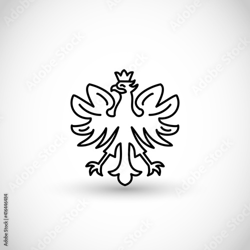 White eagle - national symbol of Poland - thin line style vector icon