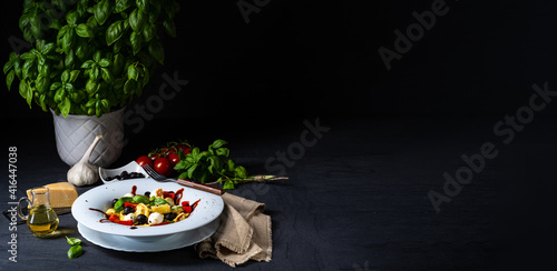 rustic tortellini pasta salad with mozzarella