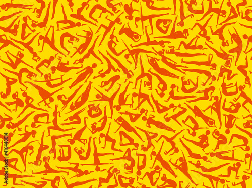 Yoga silhouettes pattern / Seamless background with different yoga asanas