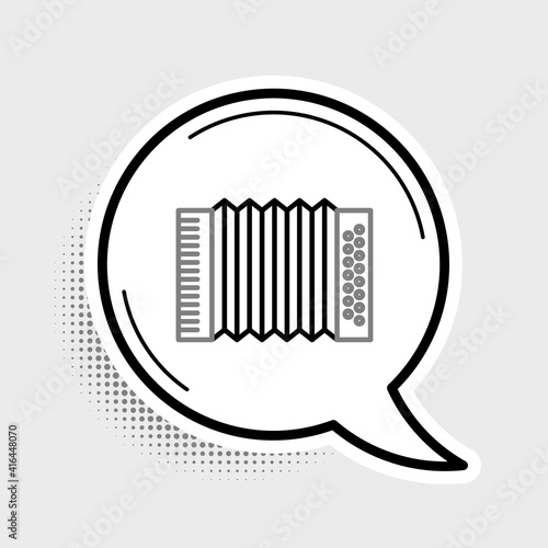 Line Musical instrument accordion icon isolated on grey background. Classical bayan, harmonic. Colorful outline concept. Vector.
