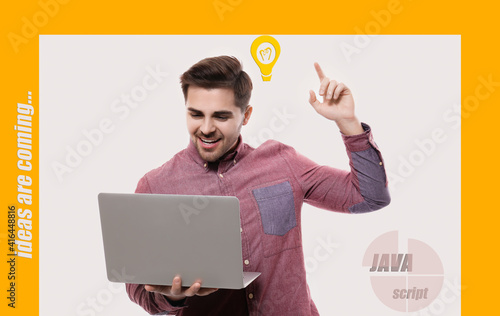 Happy male programmer with ...