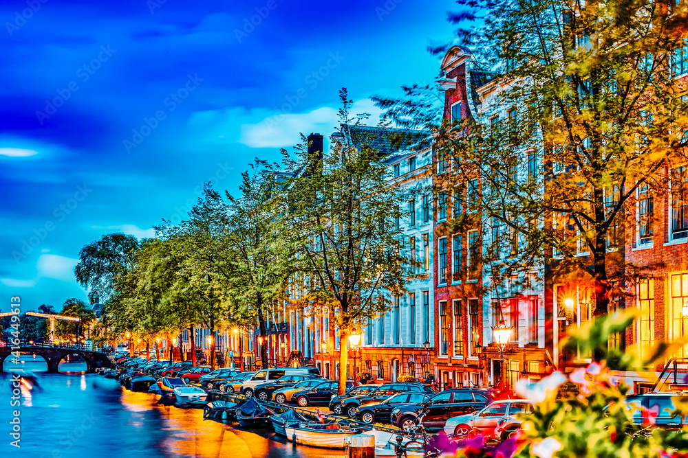 Beautiful Amsterdam city at the evening time.