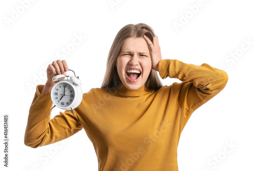 Stressed young woman with c...