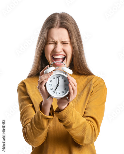 Stressed young woman with c...